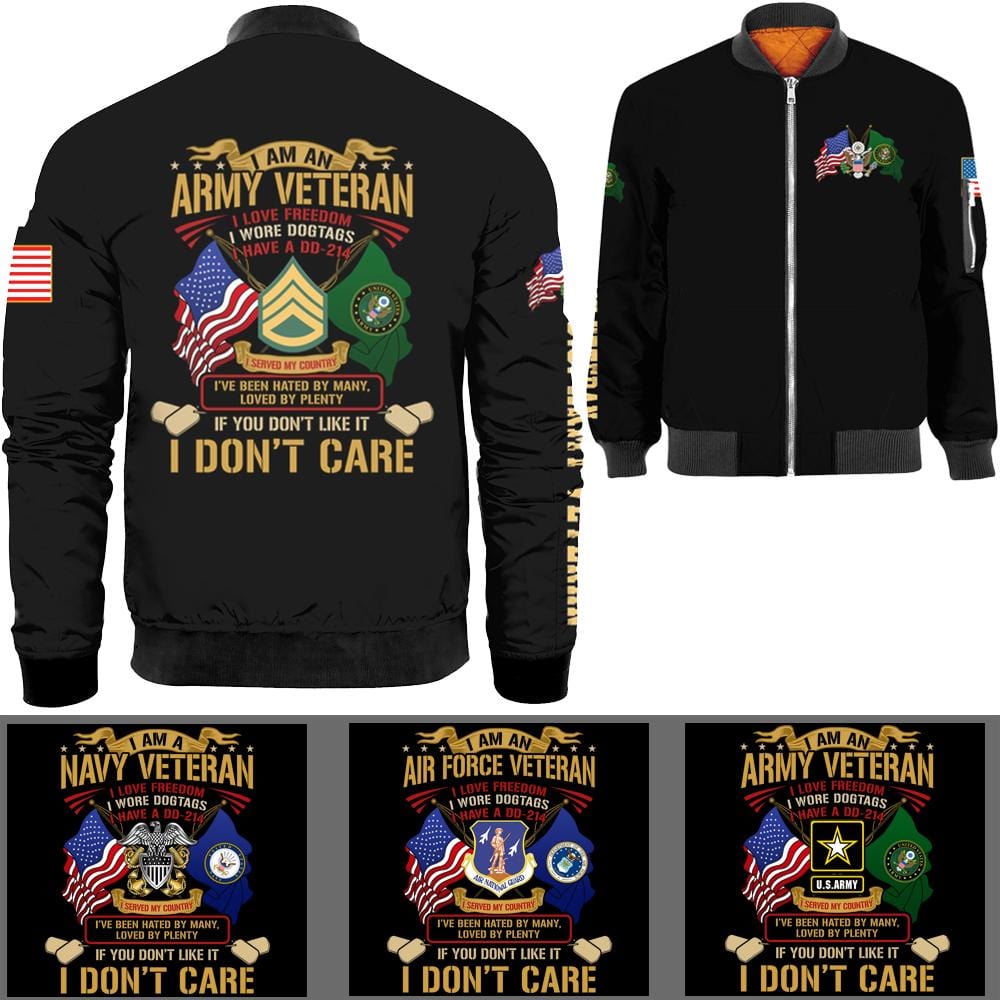 I Am A Veteran Bomber Jacket-Bomber-AllBranch-Veterans Nation