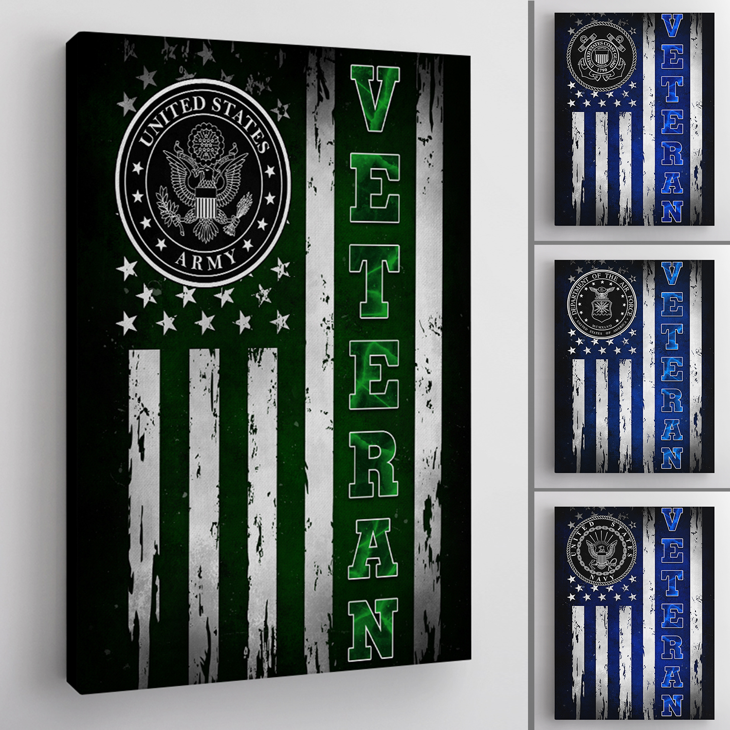 Black/White USA Flag Veteran Canvas 1.5in Frame-Housewares-Veterans Nation