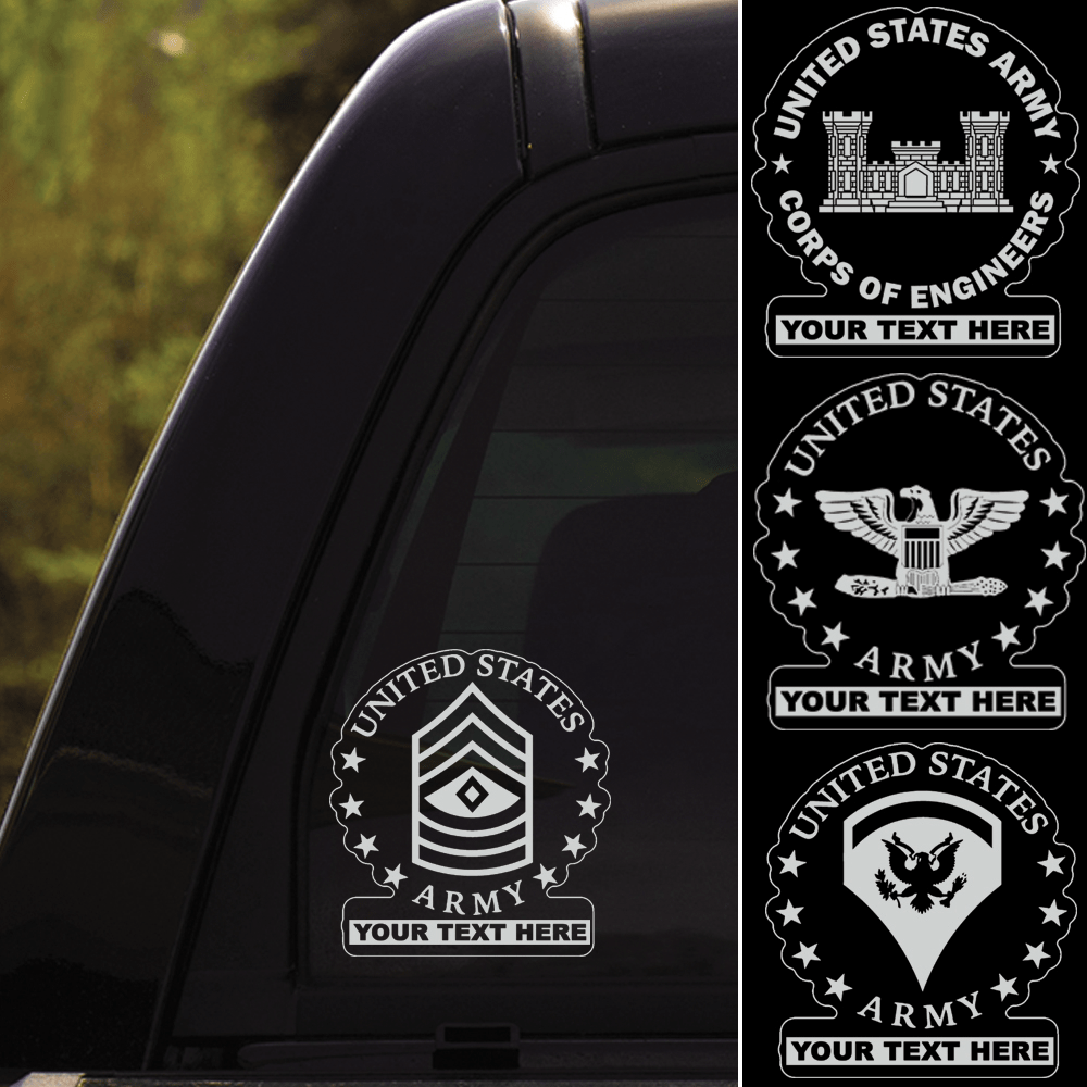 US Army Insignia - Personalized Clear Stickers-Decal-Personalized-Army-Veterans Nation