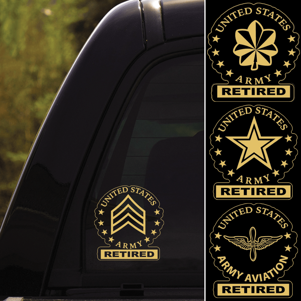 US Army Insignia Retired Clear Stickers-Decal-Army-Veterans Nation