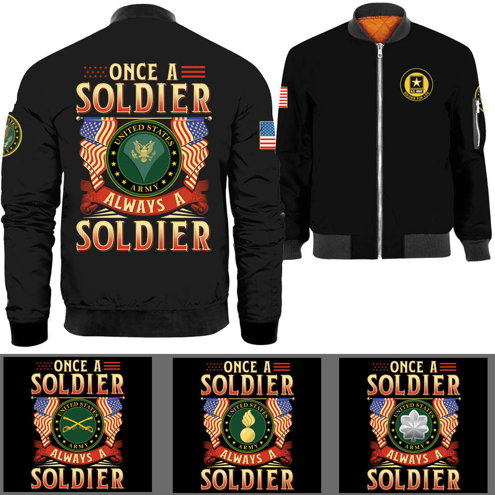 Once A Soldier Always A Soldier Bomber Jacket-Bomber-AllBranch-Veterans Nation