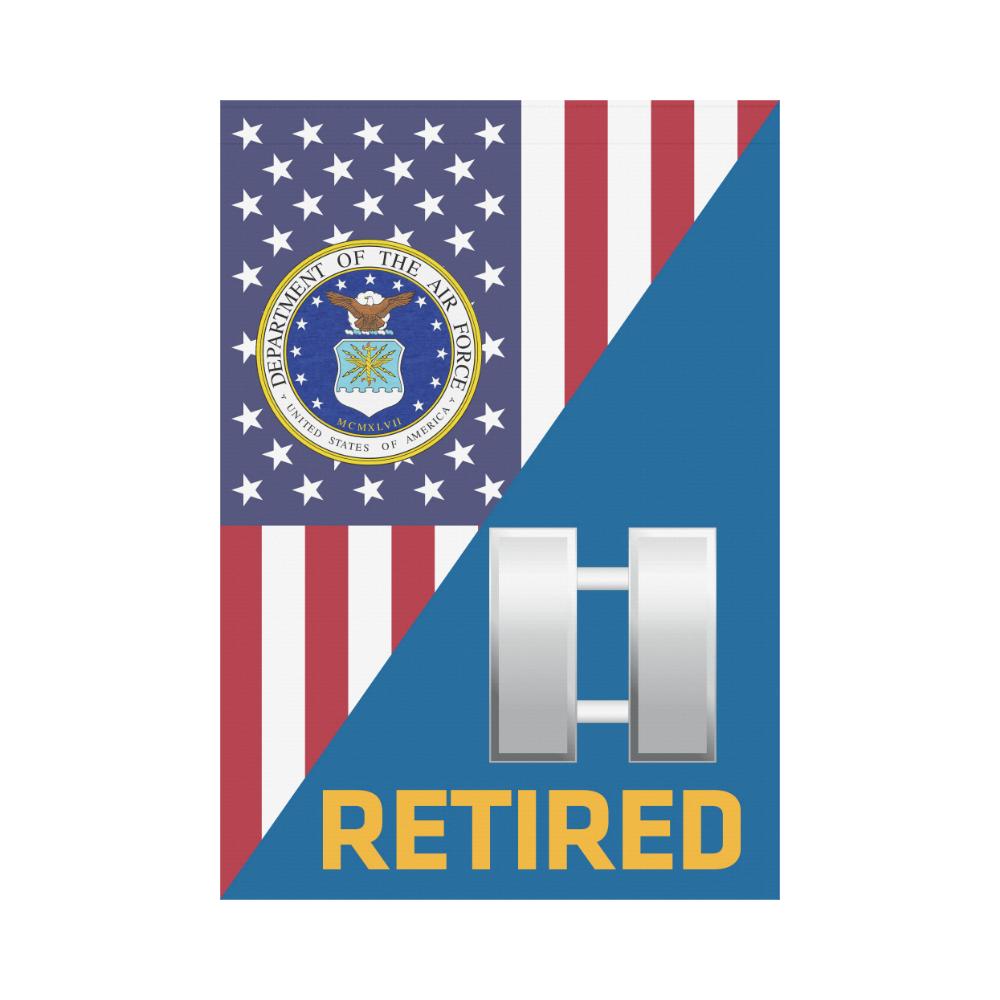 US Air Force O-3 Captain Capt O3 Retired House Flag 28 inches x 40 inches Twin-Side Printing-HouseFlag-USAF-Ranks-Veterans Nation