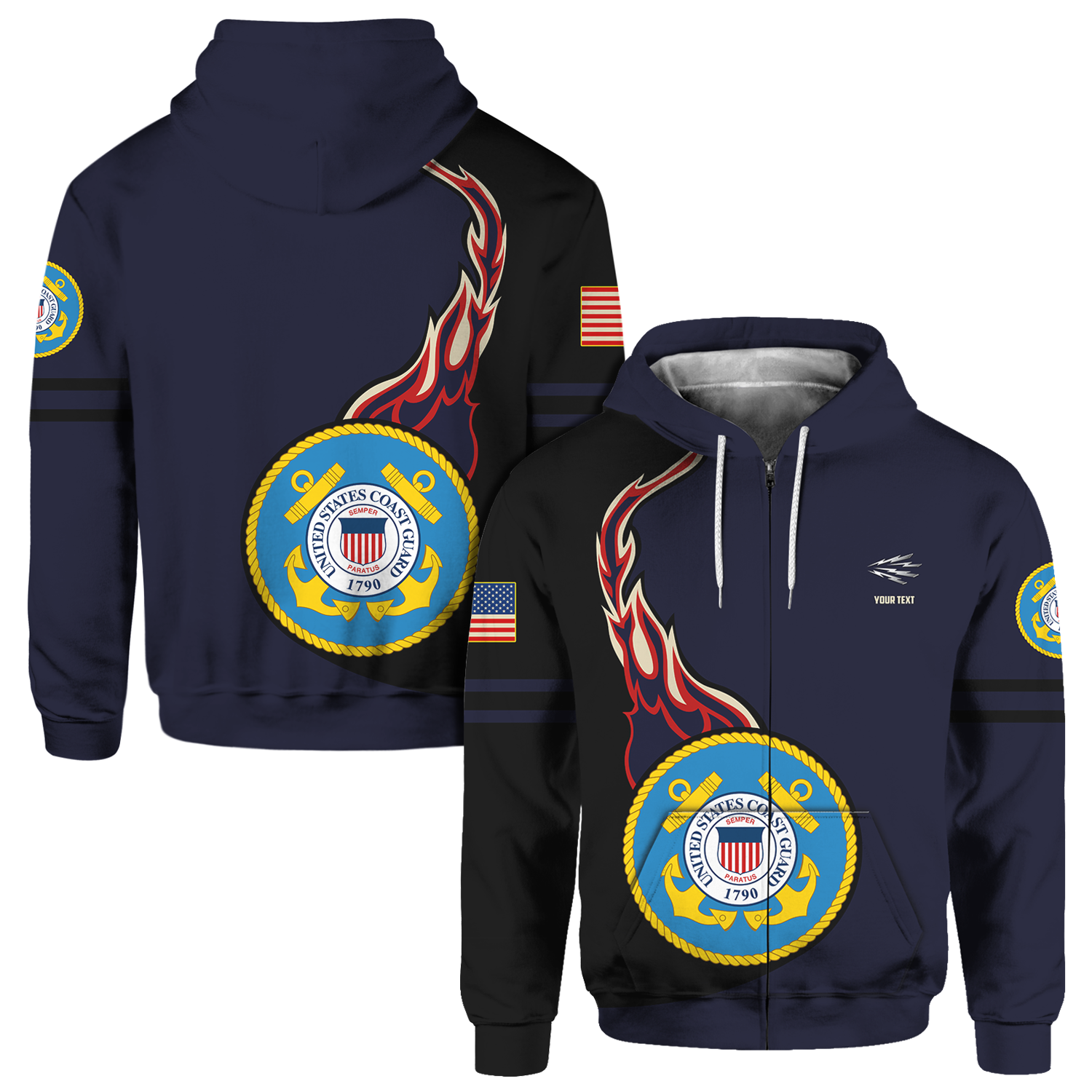 Custom 3D All Over Prints Hoodie, Personalized Name And Ranks, Military Logo-AOV-Custom-Veterans Nation