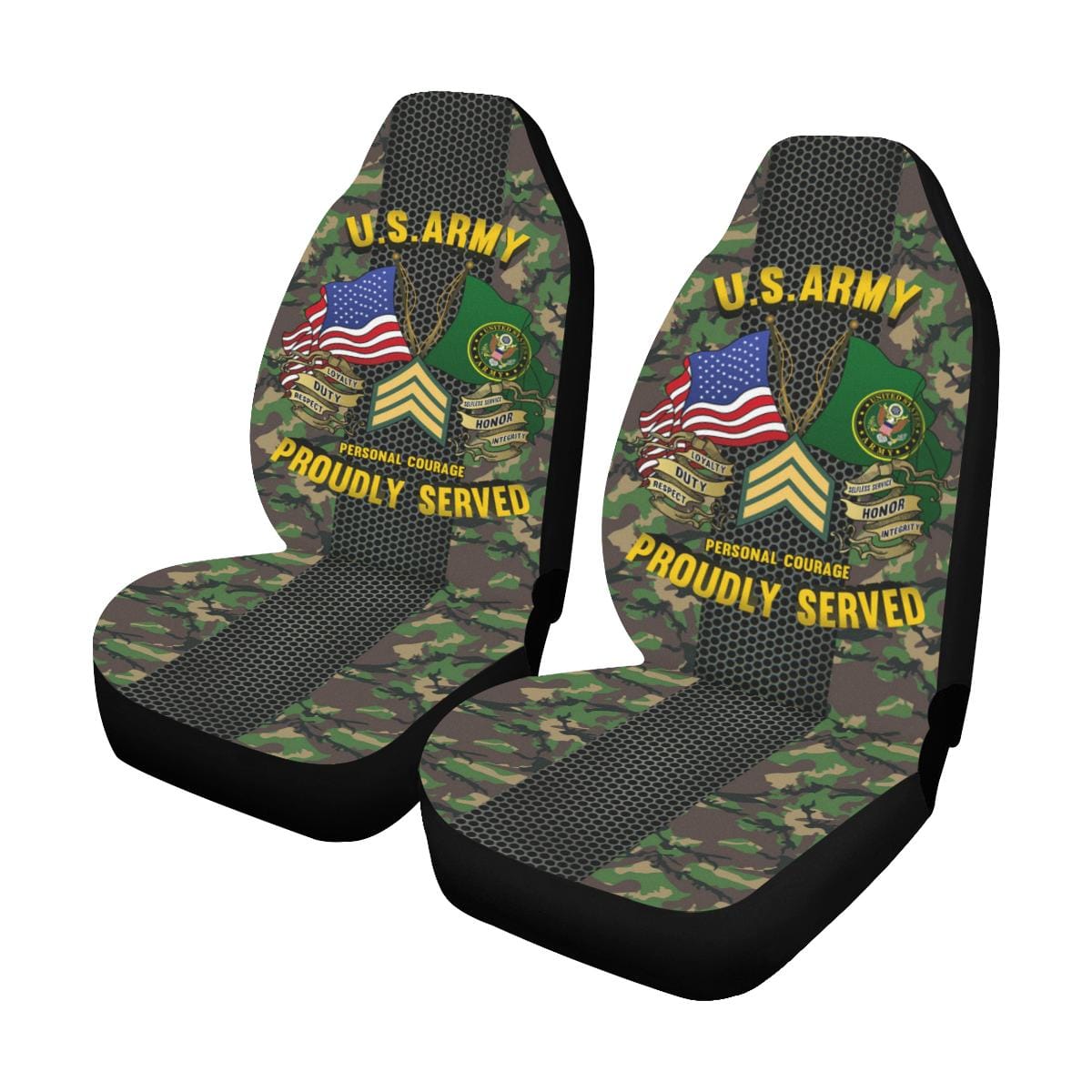 US Army E-5 Sergeant E5 SGT Noncommissioned Officer - Car Seat Covers Car Seat Covers (Set of 2)-SeatCovers-Army-Ranks-Veterans Nation