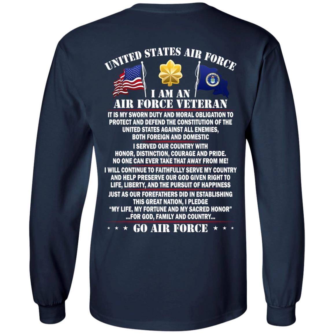 US Air Force O-4 Major Maj O4 Field Officer Ranks - Go Air Force T-Shirt On Back-TShirt-USAF-Veterans Nation