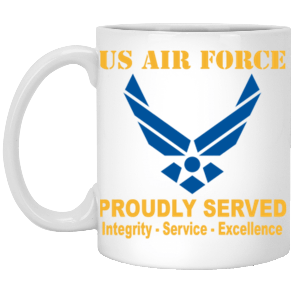 US Air Force Logo Proudly Served Core Values 11 oz. White Mug-Drinkware-Veterans Nation