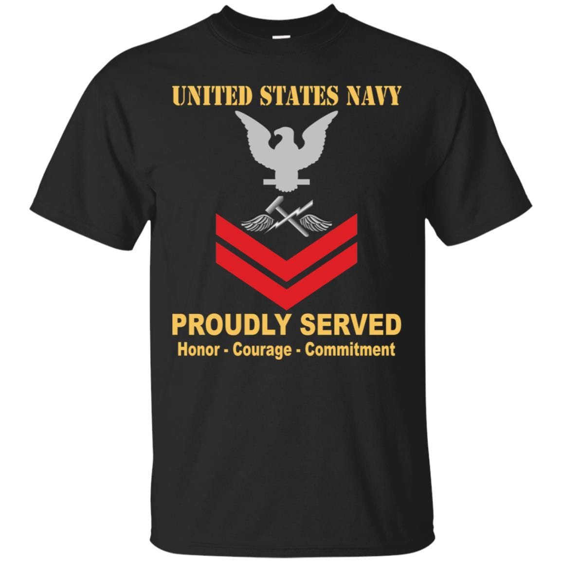 Navy Aviation Support Equipment Tech Navy AS E-5 Rating Badges Proudly Served T-Shirt For Men On Front-TShirt-Navy-Veterans Nation