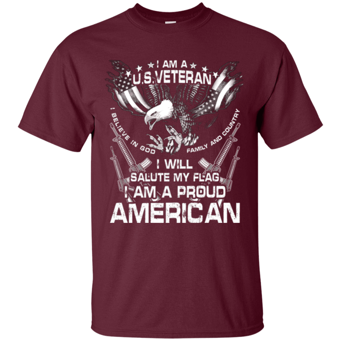 Military T-Shirt "I WILL SALUTE MY FLAG PROUD AMERICAN"-TShirt-General-Veterans Nation