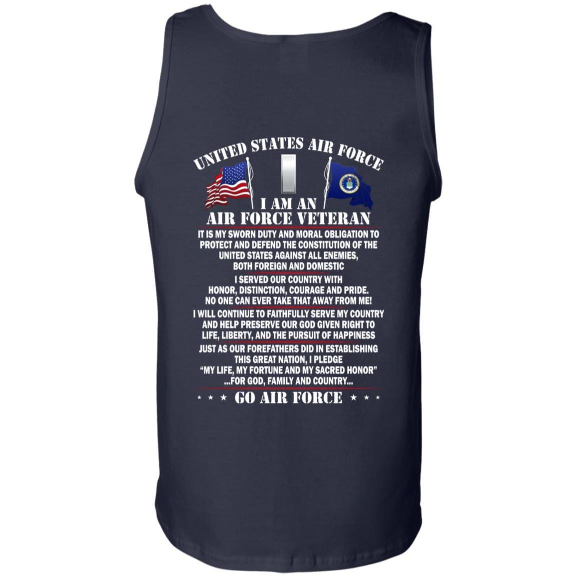 US Air Force O-2 First Lieutenant 1st L O2 Commissioned Officer Ranks - Go Air Force T-Shirt On Back-TShirt-USAF-Veterans Nation