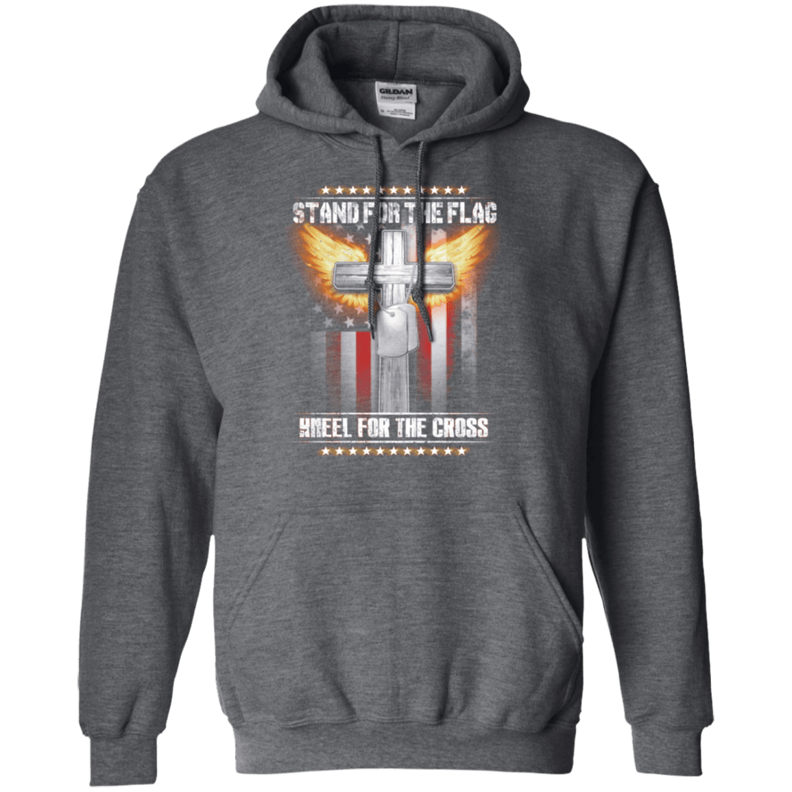 Military T-Shirt "Stand For The Flag Kneel For The Cross"-TShirt-General-Veterans Nation