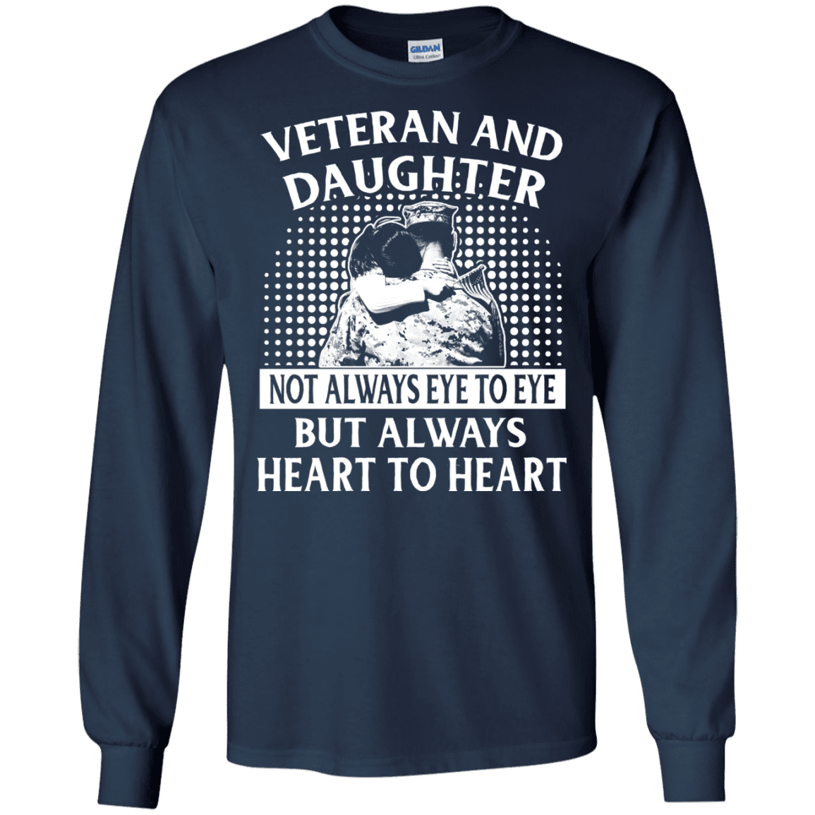 Military T-Shirt "VETERAN AND DAUGHTER ALWAYS HEART TO HEART"-TShirt-General-Veterans Nation