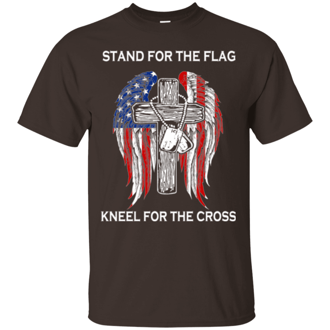 Military T-Shirt "Stand For The Flag Kneel For The Cross"-TShirt-General-Veterans Nation