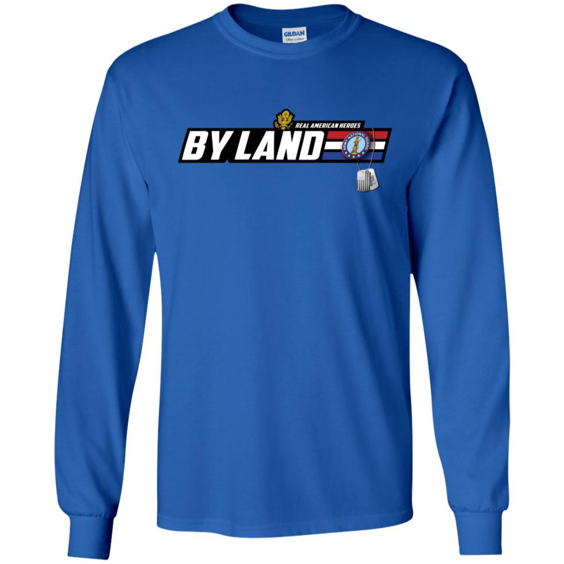 US Army T-Shirt "National Guard Real American Heroes By Land" On Front-TShirt-Army-Veterans Nation