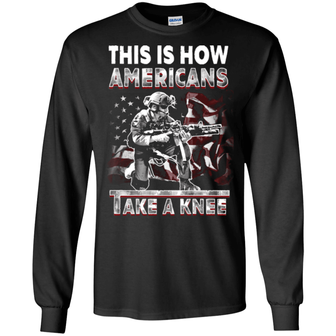 Military T-Shirt "This Is How Americans Take A Knee"-TShirt-General-Veterans Nation