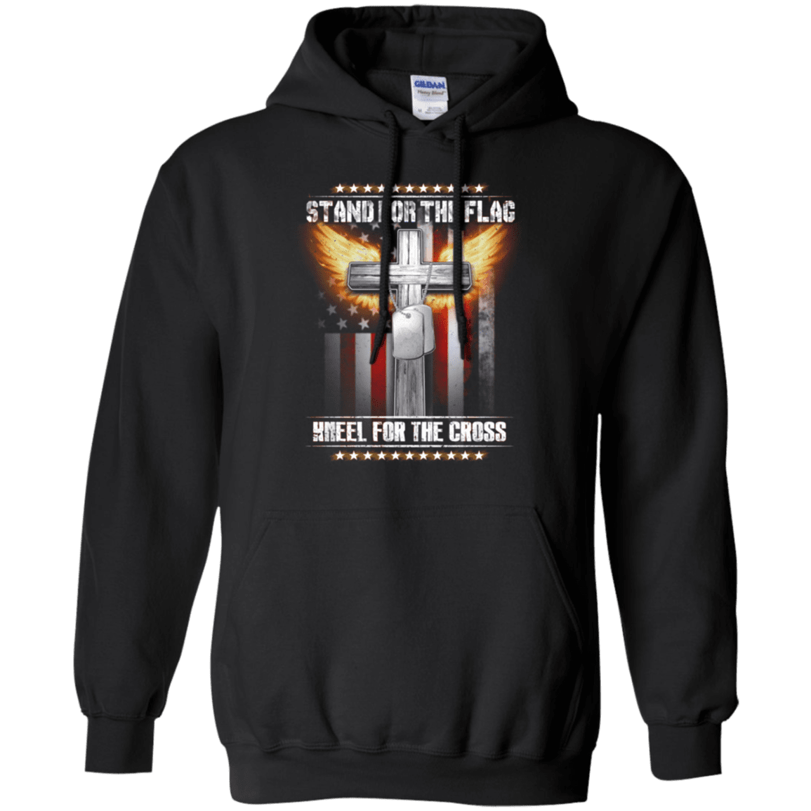 Military T-Shirt "Stand For The Flag Kneel For The Cross"-TShirt-General-Veterans Nation