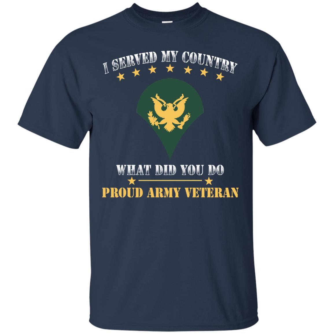 US Army E-4 SPC E4 Specialist Ranks Men Front T Shirt - Proud US Army Veteran-TShirt-Army-Veterans Nation