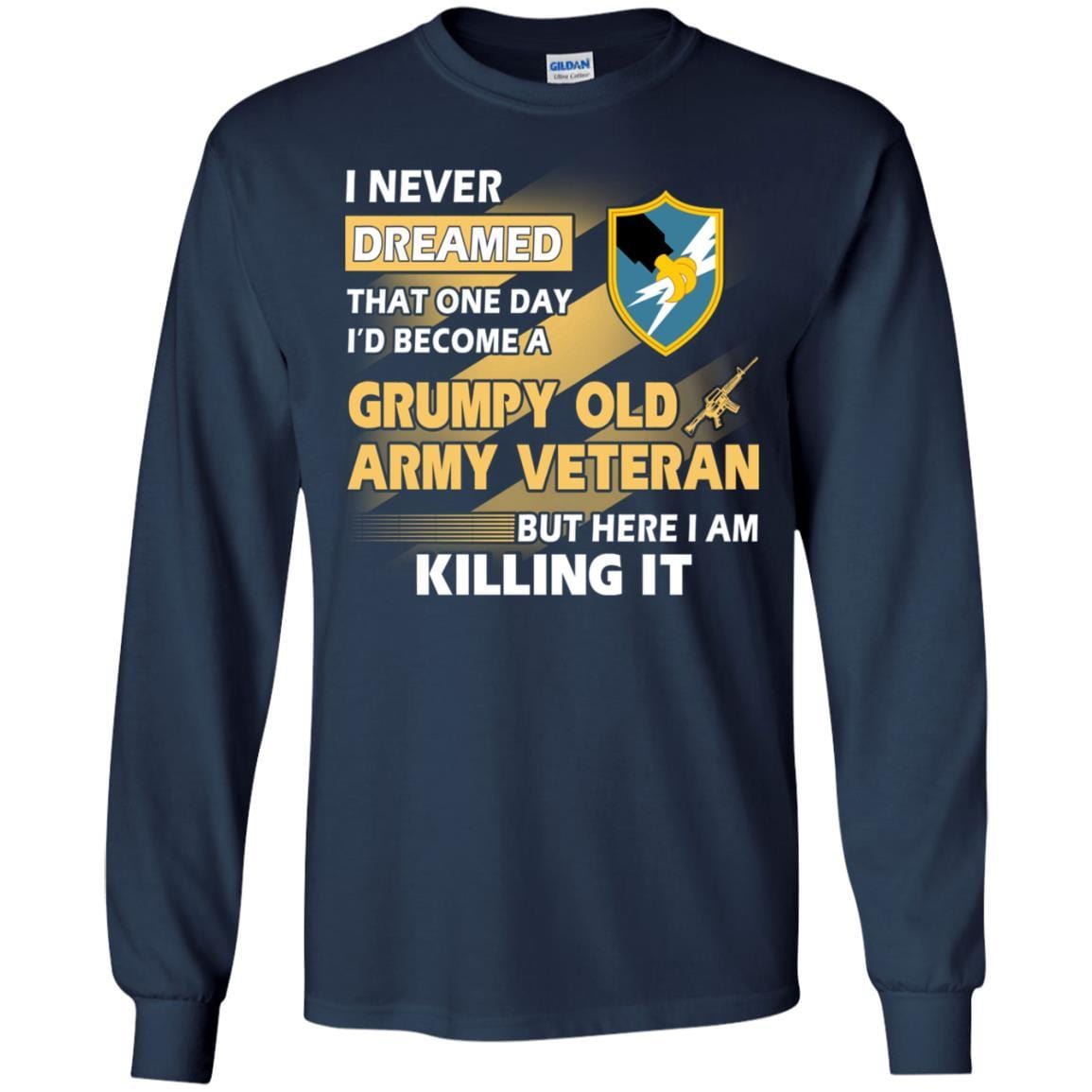 US Army T-Shirt "Security Agency Grumpy Old Veteran" On Front-TShirt-Army-Veterans Nation
