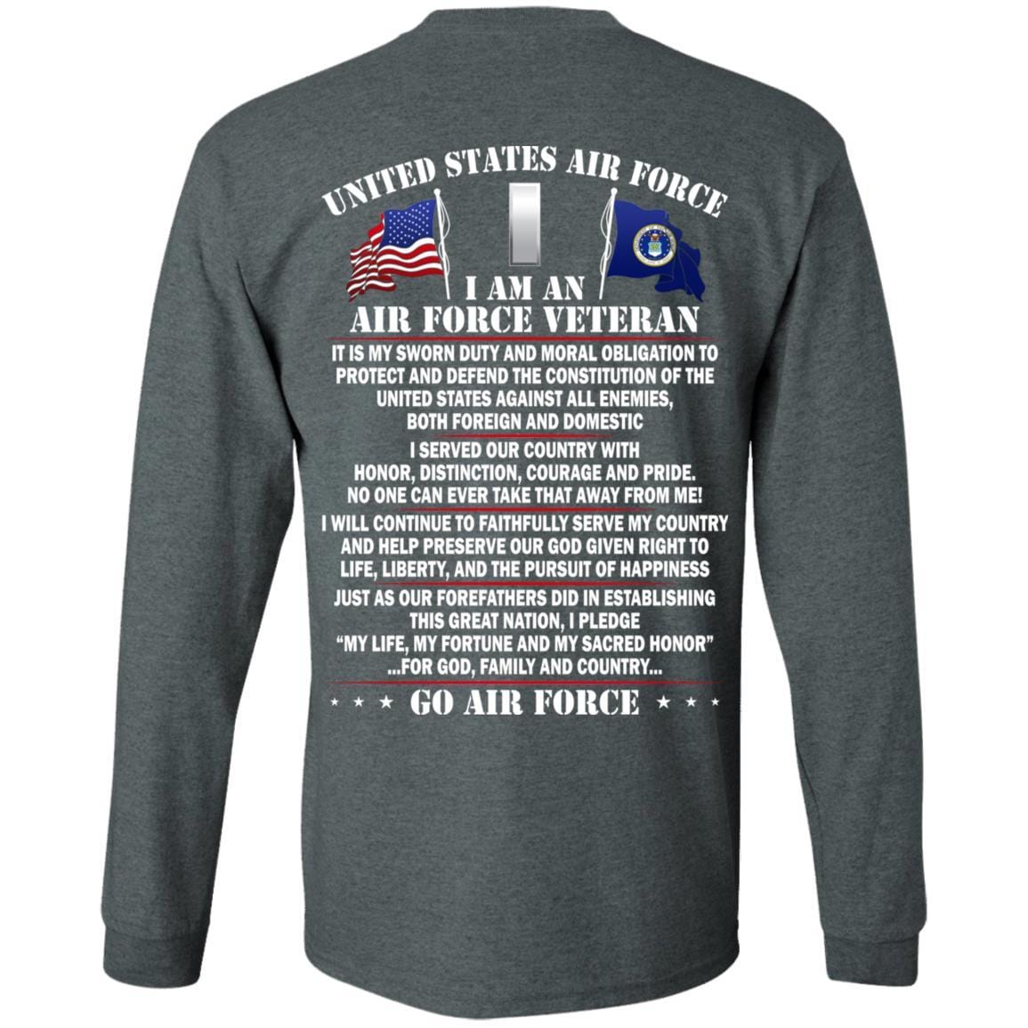 US Air Force O-2 First Lieutenant 1st L O2 Commissioned Officer Ranks - Go Air Force T-Shirt On Back-TShirt-USAF-Veterans Nation