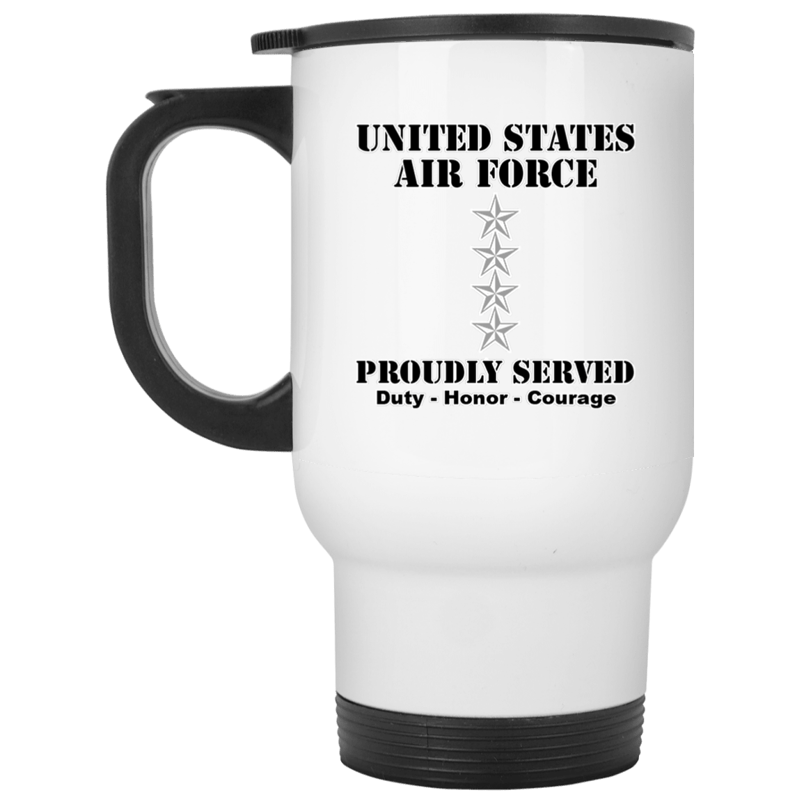 US Air Force O-10 General Gen O10 General Officer Ranks White Coffee Mug - Stainless Travel Mug-Mug-USAF-Ranks-Veterans Nation