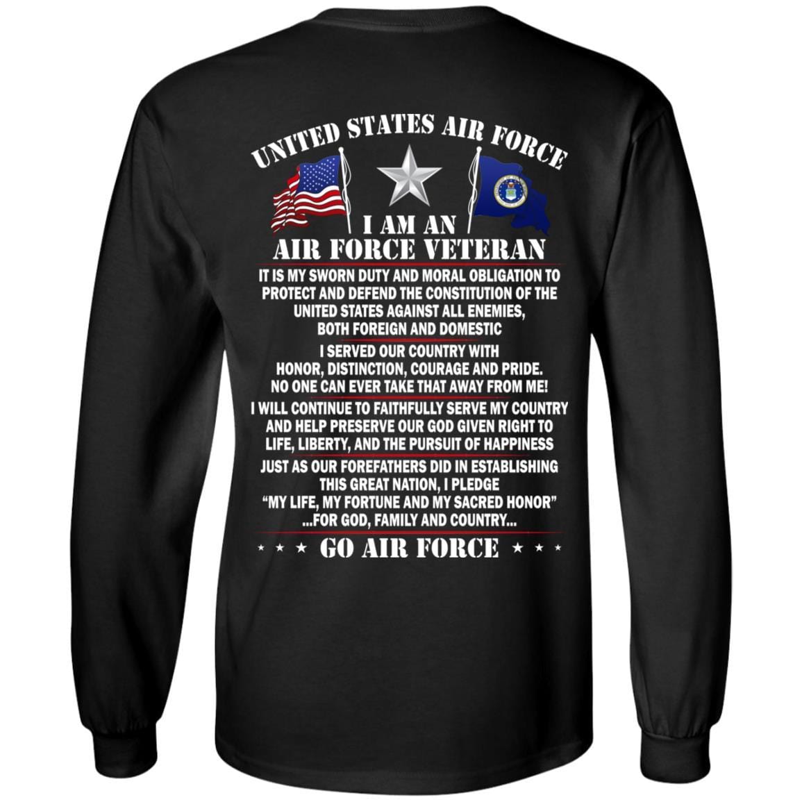 US Air Force O-7 Brigadier General Brig O7 General Officer Ranks - Go Air Force T-Shirt On Back-TShirt-USAF-Veterans Nation