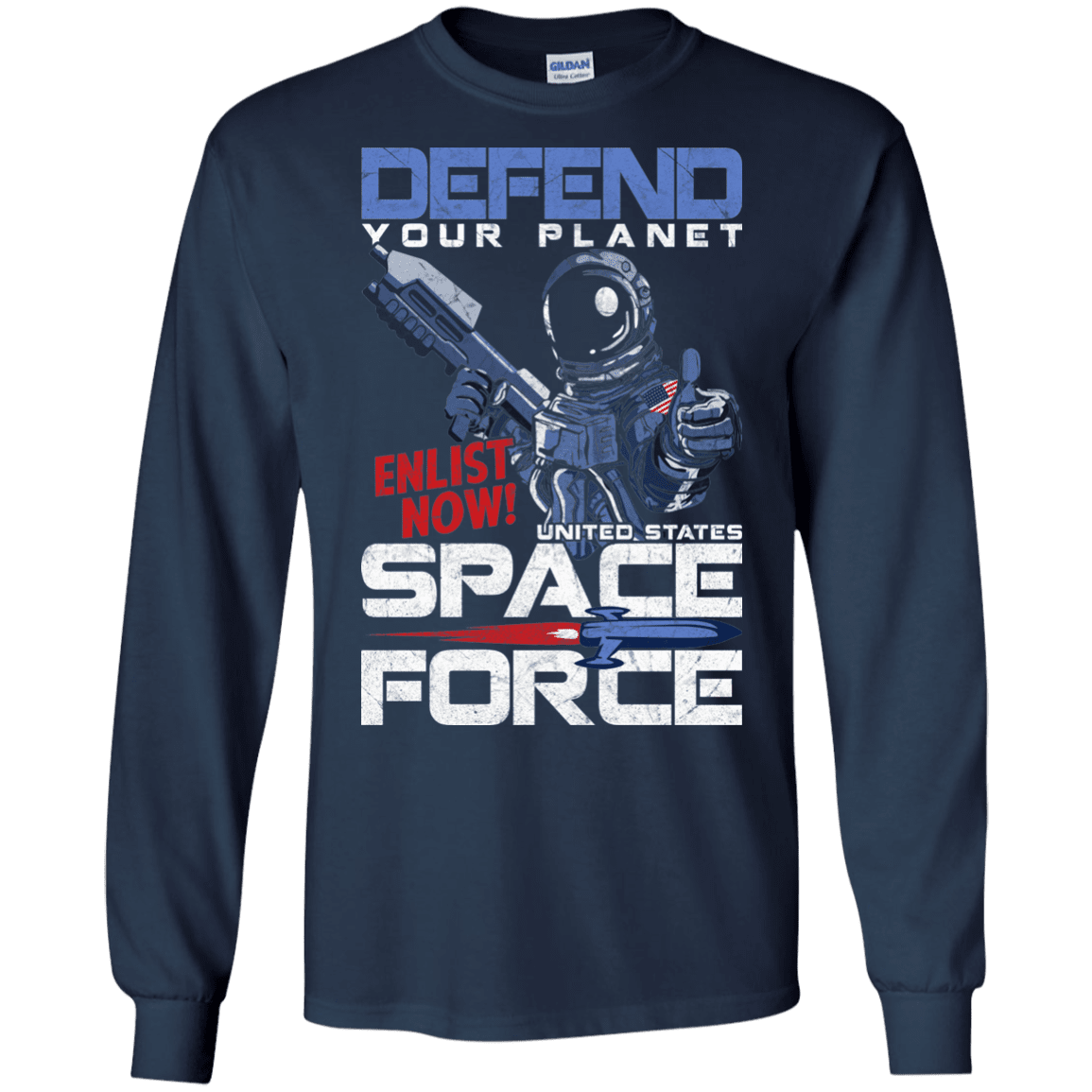 Military T-Shirt "Defend Your Planet Space Force Men" Front-TShirt-General-Veterans Nation