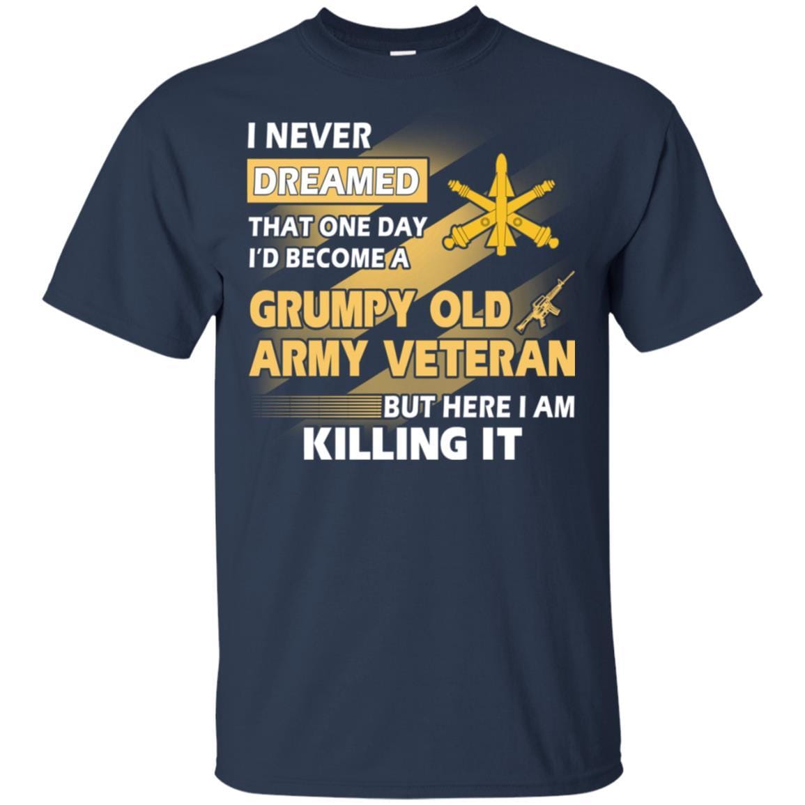 US Army T-Shirt "Air Defense Artillery Grumpy Old Veteran" On Front-TShirt-Army-Veterans Nation