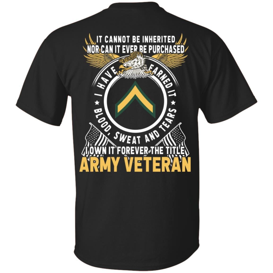 Army E-2 PV2 E2 Private Second Class Ranks T-Shirt For Men On Back-TShirt-Army-Veterans Nation