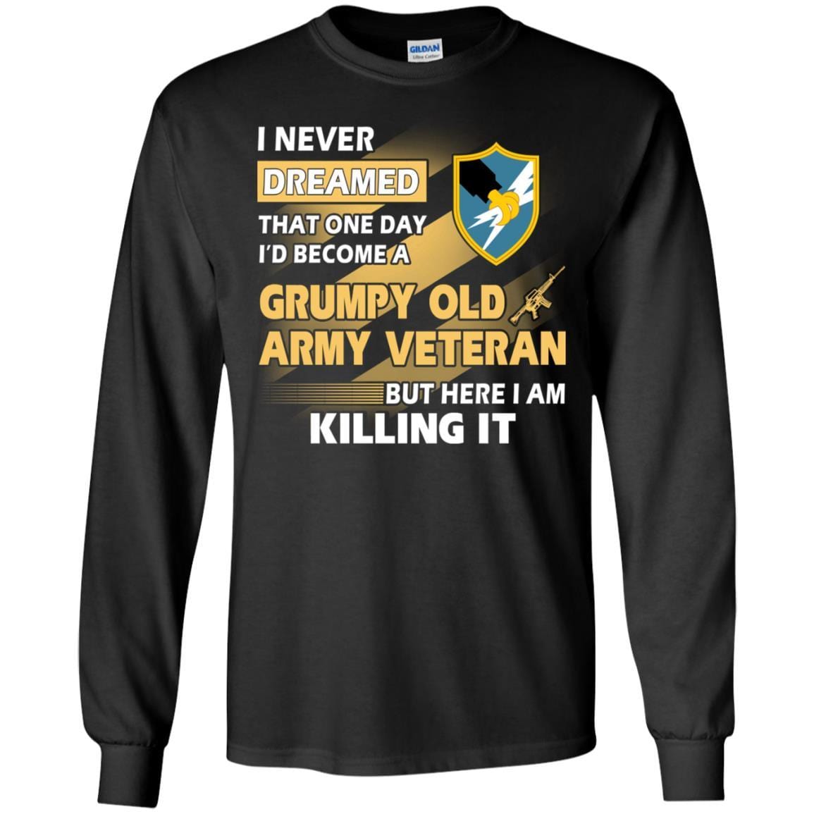 US Army T-Shirt "Security Agency Grumpy Old Veteran" On Front-TShirt-Army-Veterans Nation
