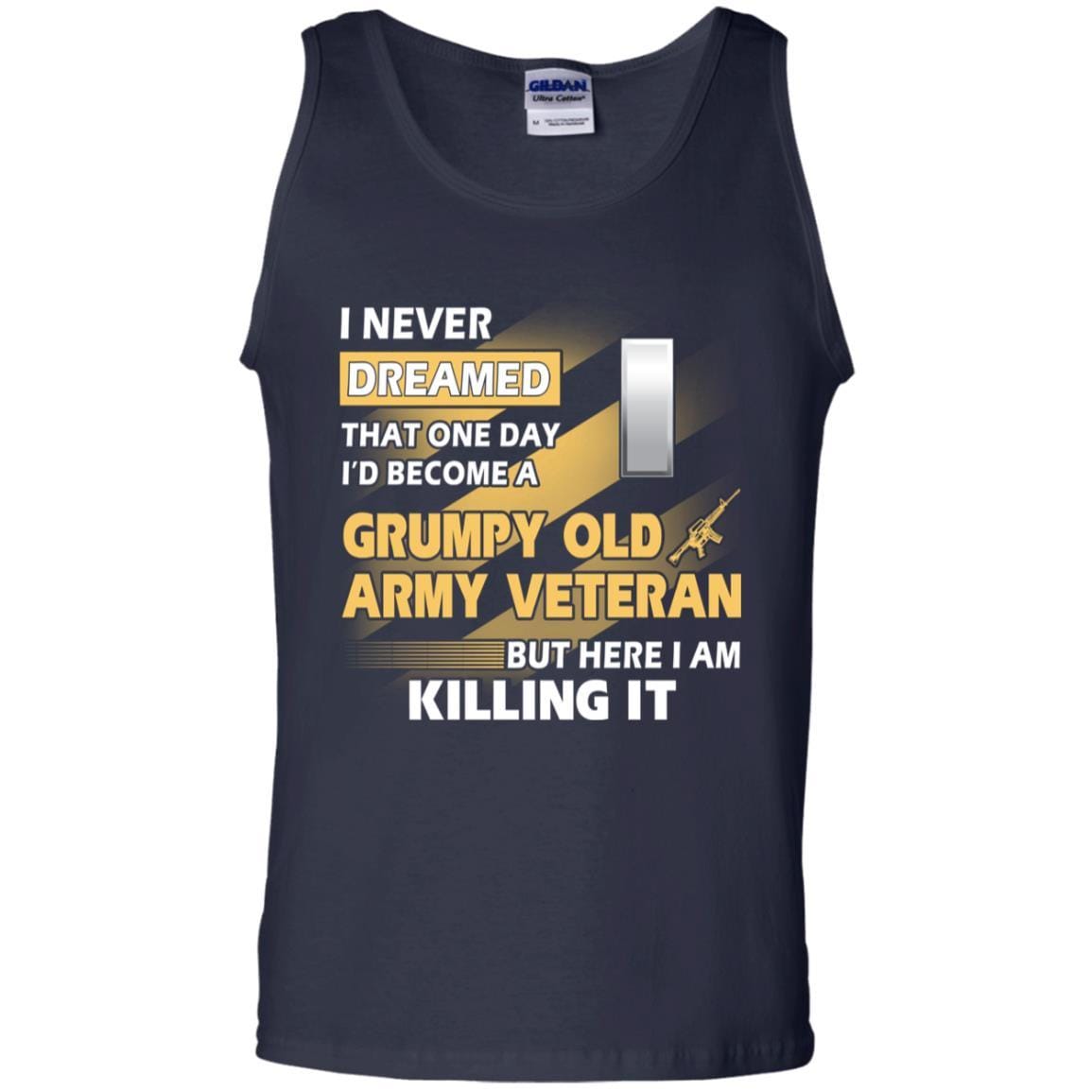US Army T-Shirt "Grumpy Old Veteran" O-2 First Lieutenant(1LT) On Front-TShirt-Army-Veterans Nation