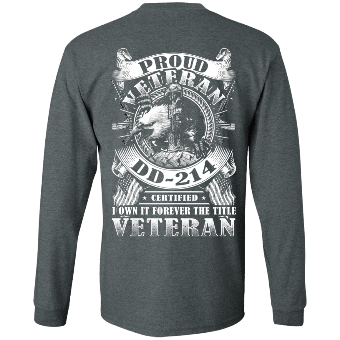 Military T-Shirt "Proud Veteran DD 214 Back"-TShirt-General-Veterans Nation