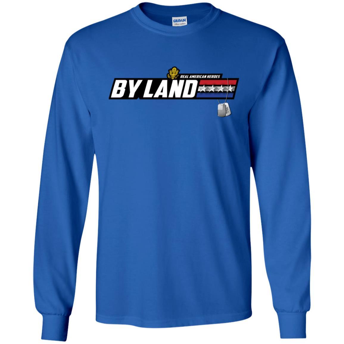 US Army T-Shirt "Real American Heroes By Land" O-10 General(GEN) On Front-TShirt-Army-Veterans Nation