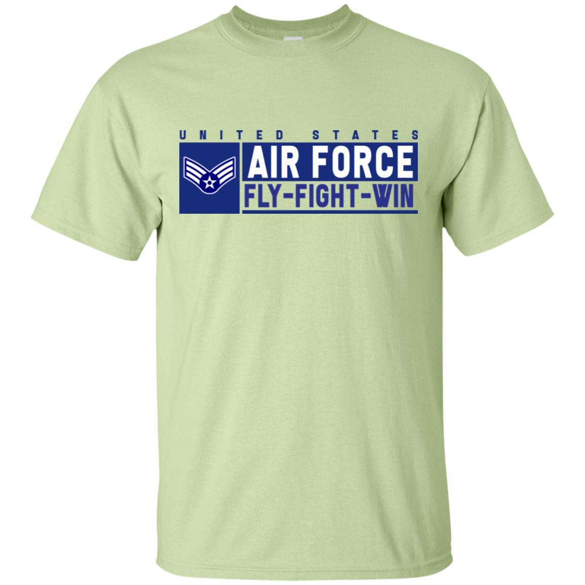 US Air Force E-4 Senior Airman Fly - Fight - Win T-Shirt On Front For Men-TShirt-USAF-Veterans Nation