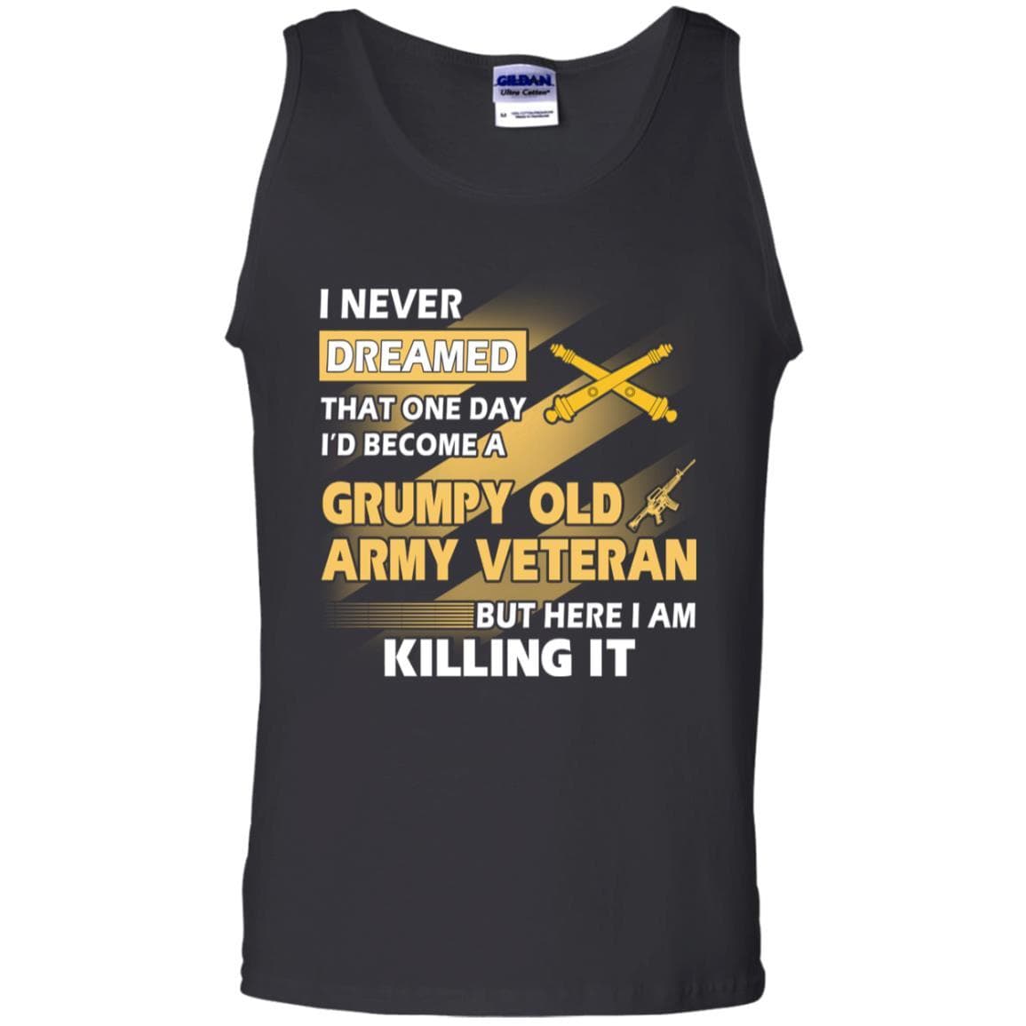 US Army T-Shirt "Field Artillery Grumpy Old Veteran" On Front-TShirt-Army-Veterans Nation
