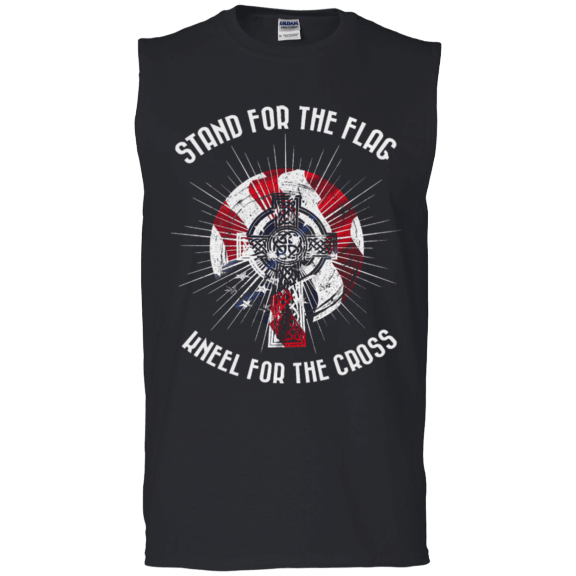 Military T-Shirt "Stand For The Flag Kneel For The Cross"-TShirt-General-Veterans Nation