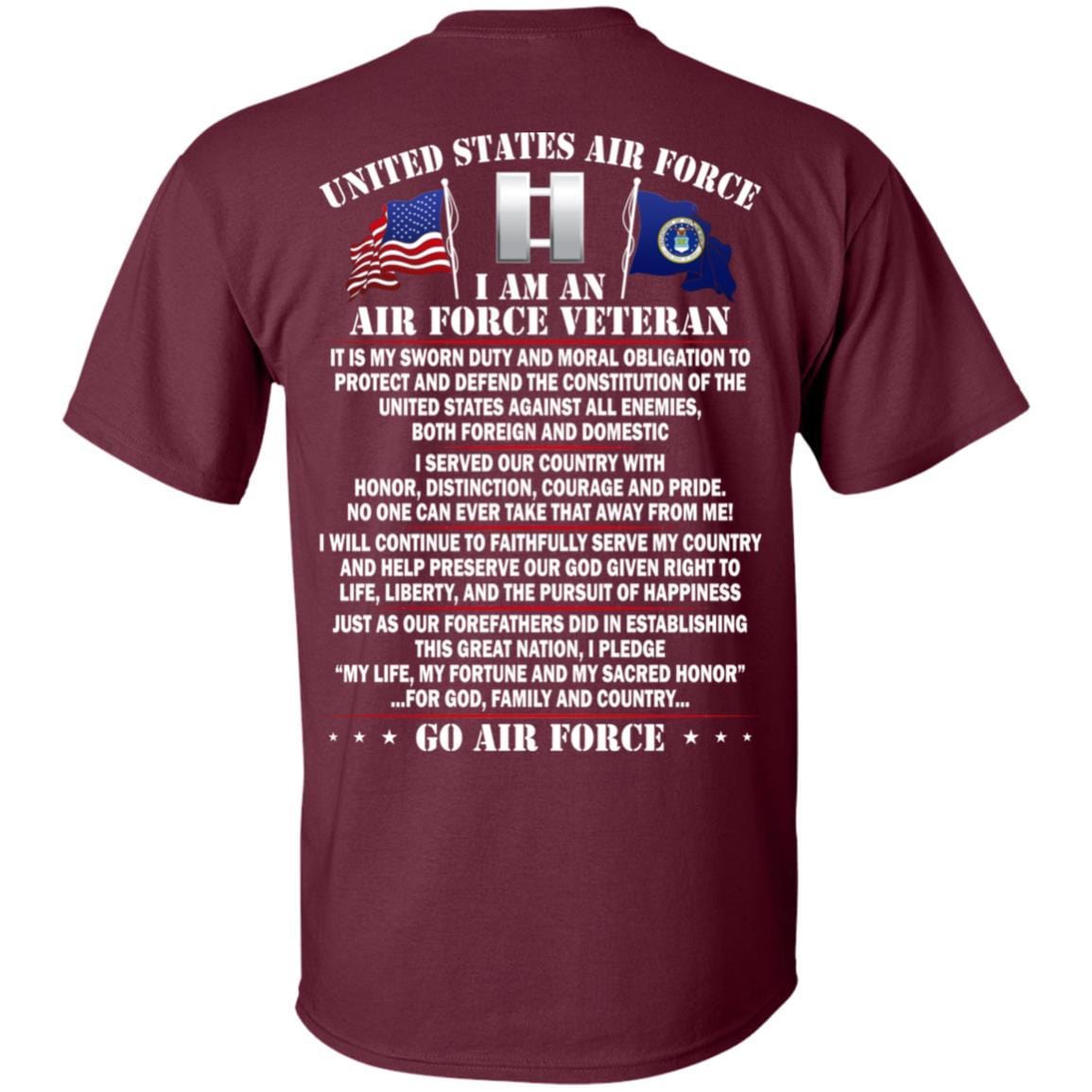 US Air Force O-3 Captain Capt O3 Commissioned Officer Ranks - Go Air Force T-Shirt On Back-TShirt-USAF-Veterans Nation