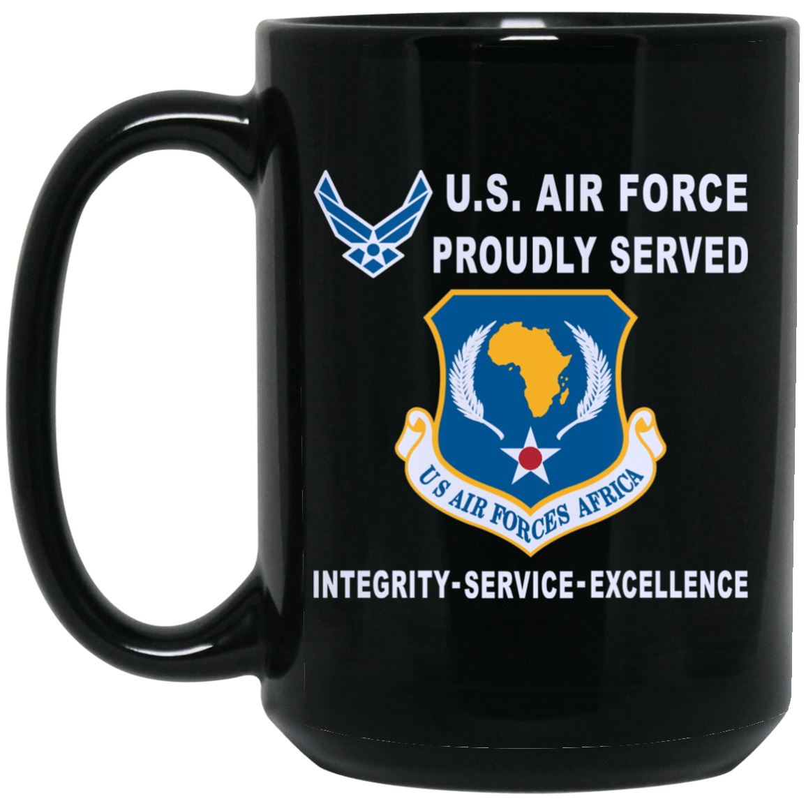 United States Air Forces Africa Proudly Served-D04 11 oz - 15 oz Black Mug-Mug-USAF-Shield-Veterans Nation