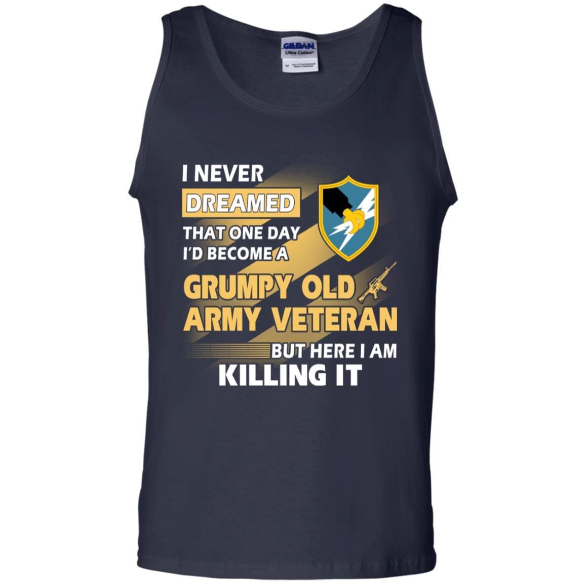 US Army T-Shirt "Security Agency Grumpy Old Veteran" On Front-TShirt-Army-Veterans Nation
