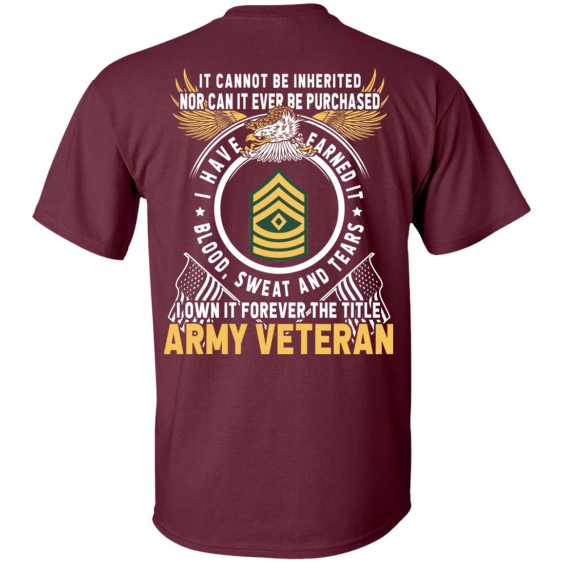 US Army E-8 First Sergeant E8 1SG Noncommissioned Officer Ranks T-Shirt For Men On Back-TShirt-Army-Veterans Nation