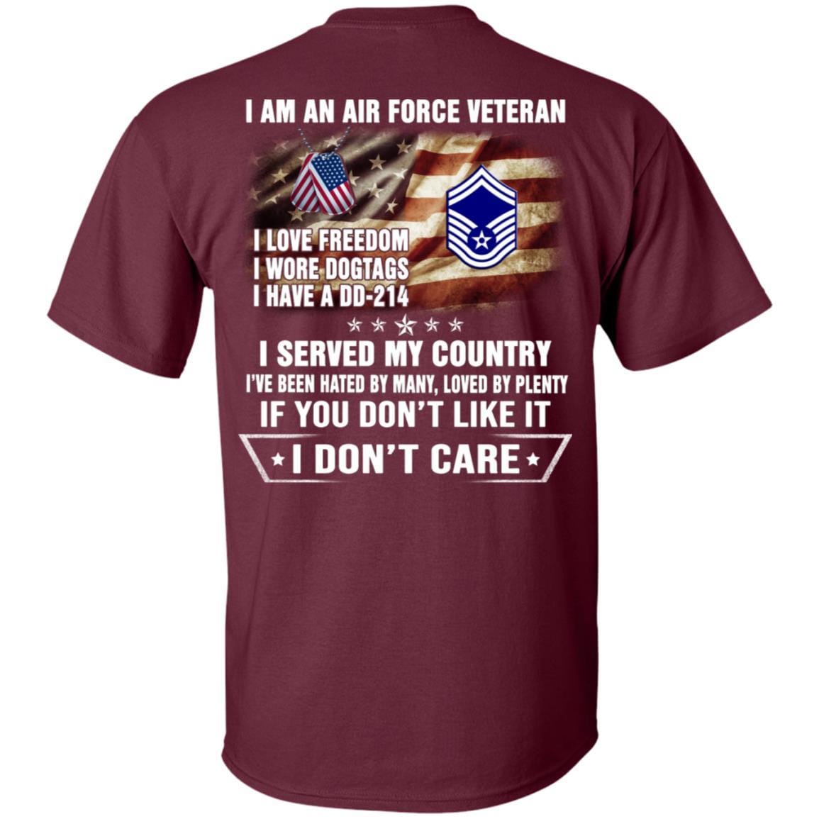 I Am An Air Force E-8 Senior Master Sergeant SMSgt E8 Noncommissioned Officer AF Rank Veteran T-Shirt On Back-TShirt-USAF-Veterans Nation