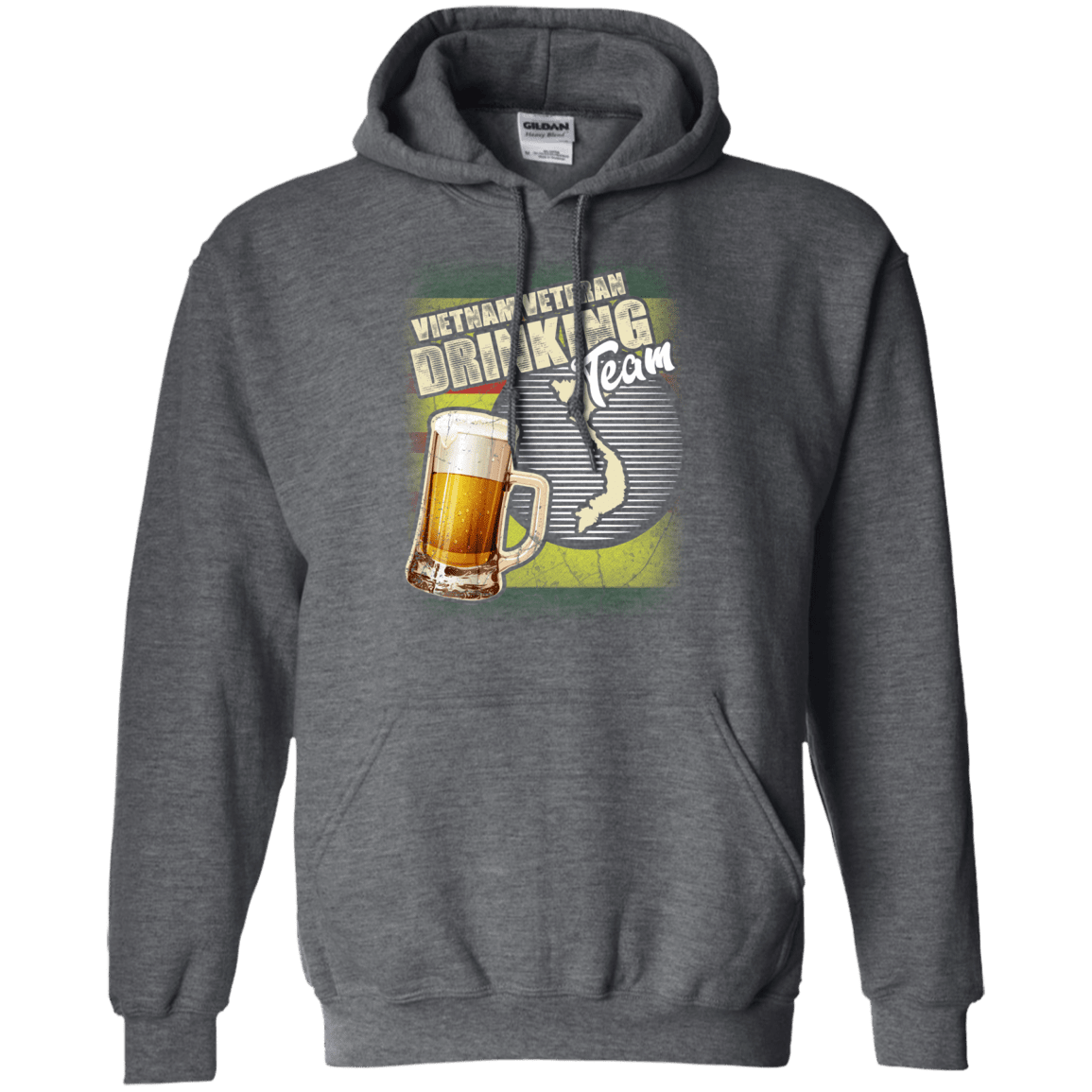 Military T-Shirt "Vietnam Veteran Drinking Beer Team" Front-TShirt-General-Veterans Nation