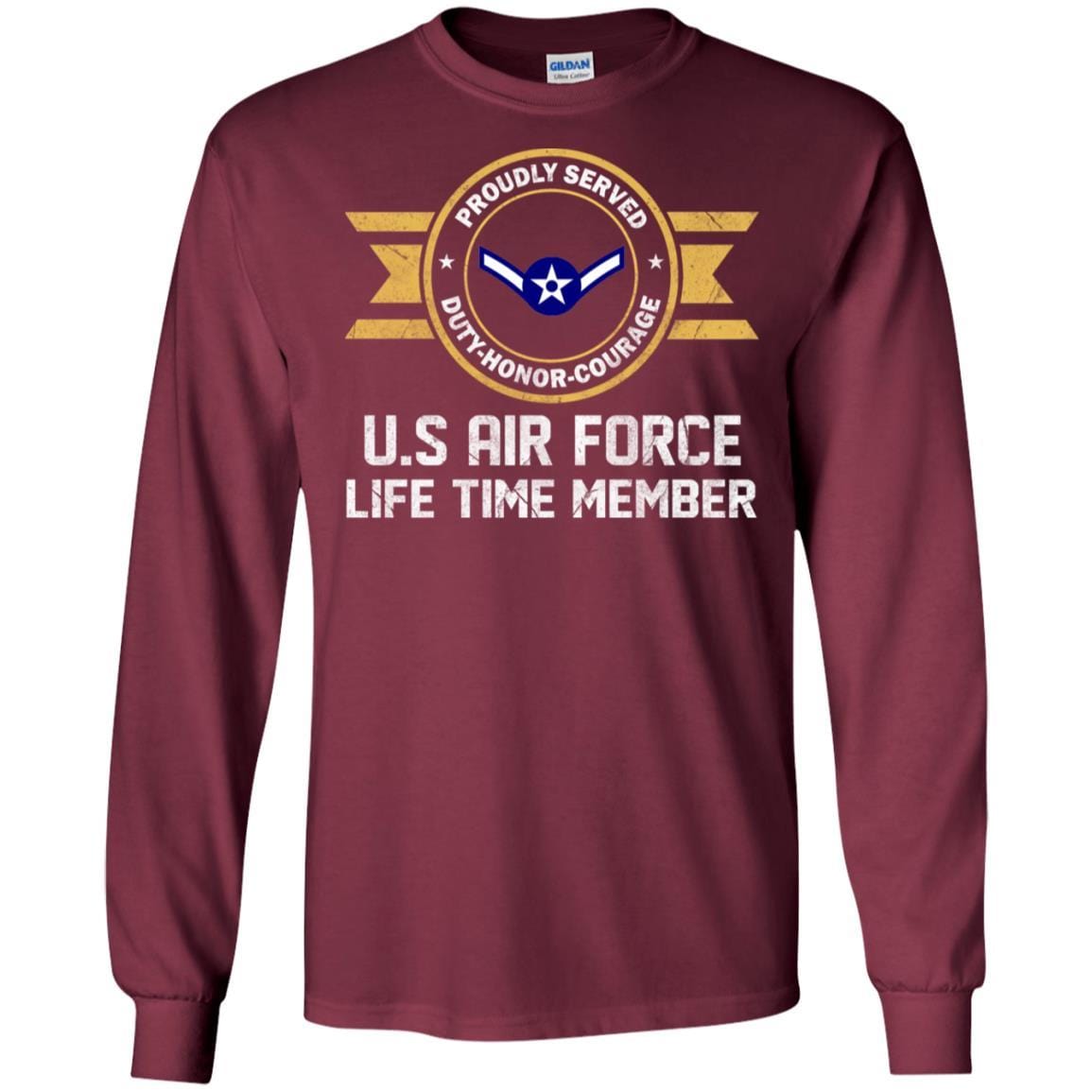 Life time member-US Air Force E-2 Airman Amn E2 Ranks Enlisted Airman Rank Men T Shirt On Front-TShirt-USAF-Veterans Nation