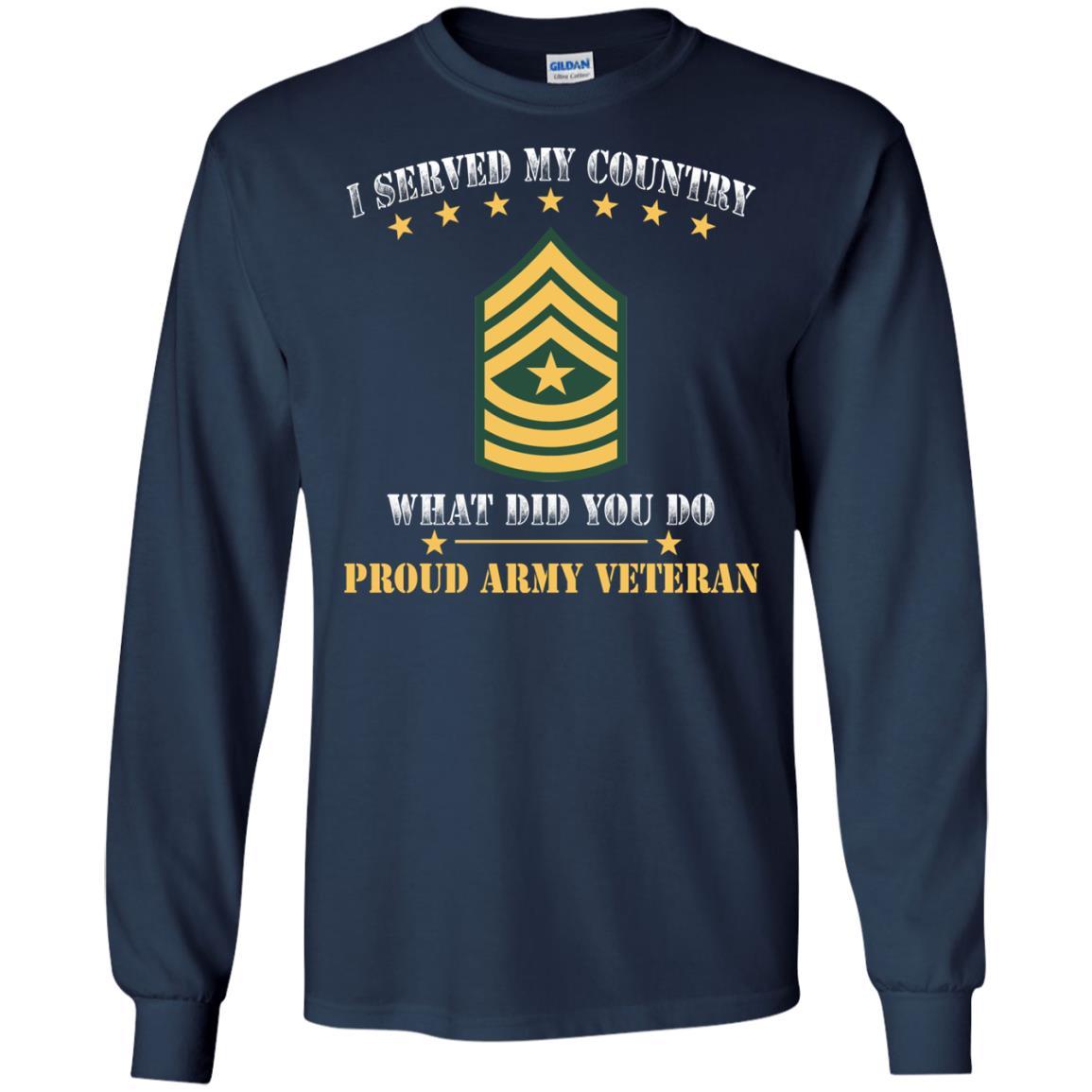US Army E-9 Sergeant Major E9 SGM Noncommissioned Officer Ranks Men Front T Shirt - Proud US Army Veteran-TShirt-Army-Veterans Nation