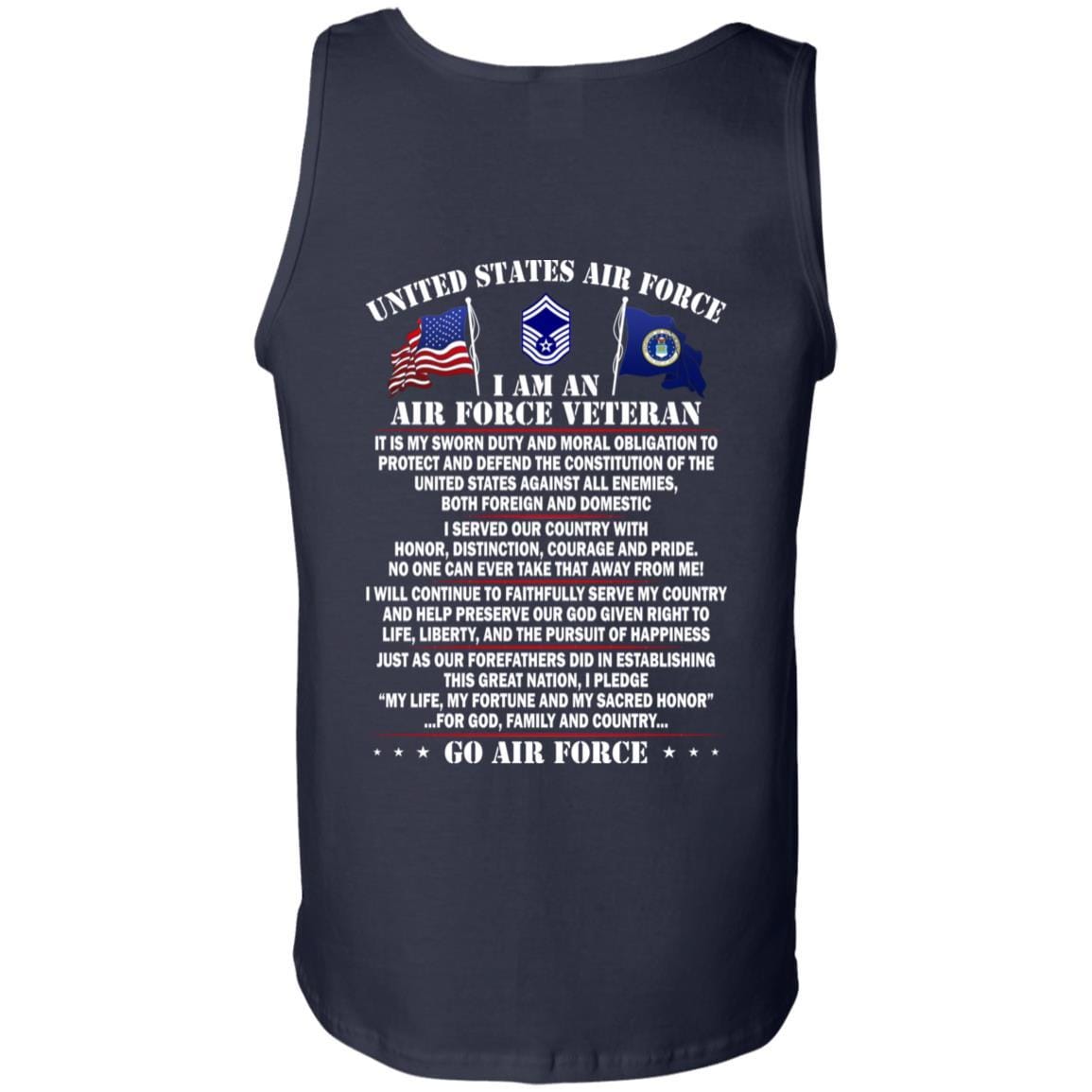 US Air Force E-8 Senior Master Sergeant SMSgt E8 Noncommissioned Officer AF Rank - Go Air Force T-Shirt On Back-TShirt-USAF-Veterans Nation