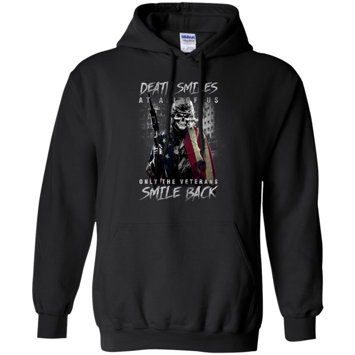 Military T-Shirt "Death Smiles At All Of Us - Only The Veterans Smile Back Men On" Front-TShirt-General-Veterans Nation