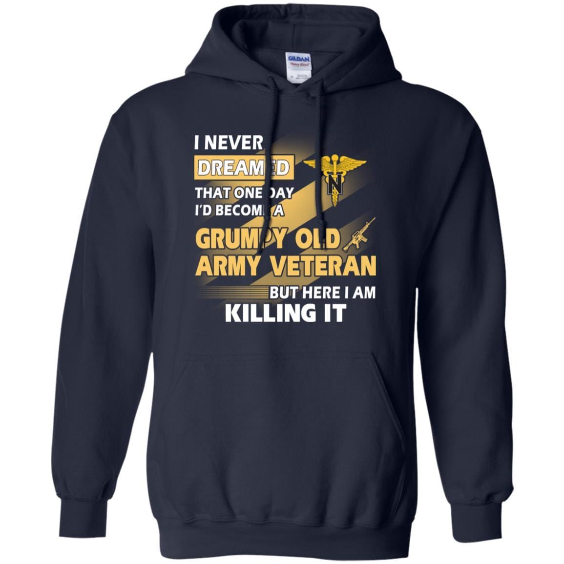 US Army T-Shirt "Nurse Corps Grumpy Old Veteran" On Front-TShirt-Army-Veterans Nation