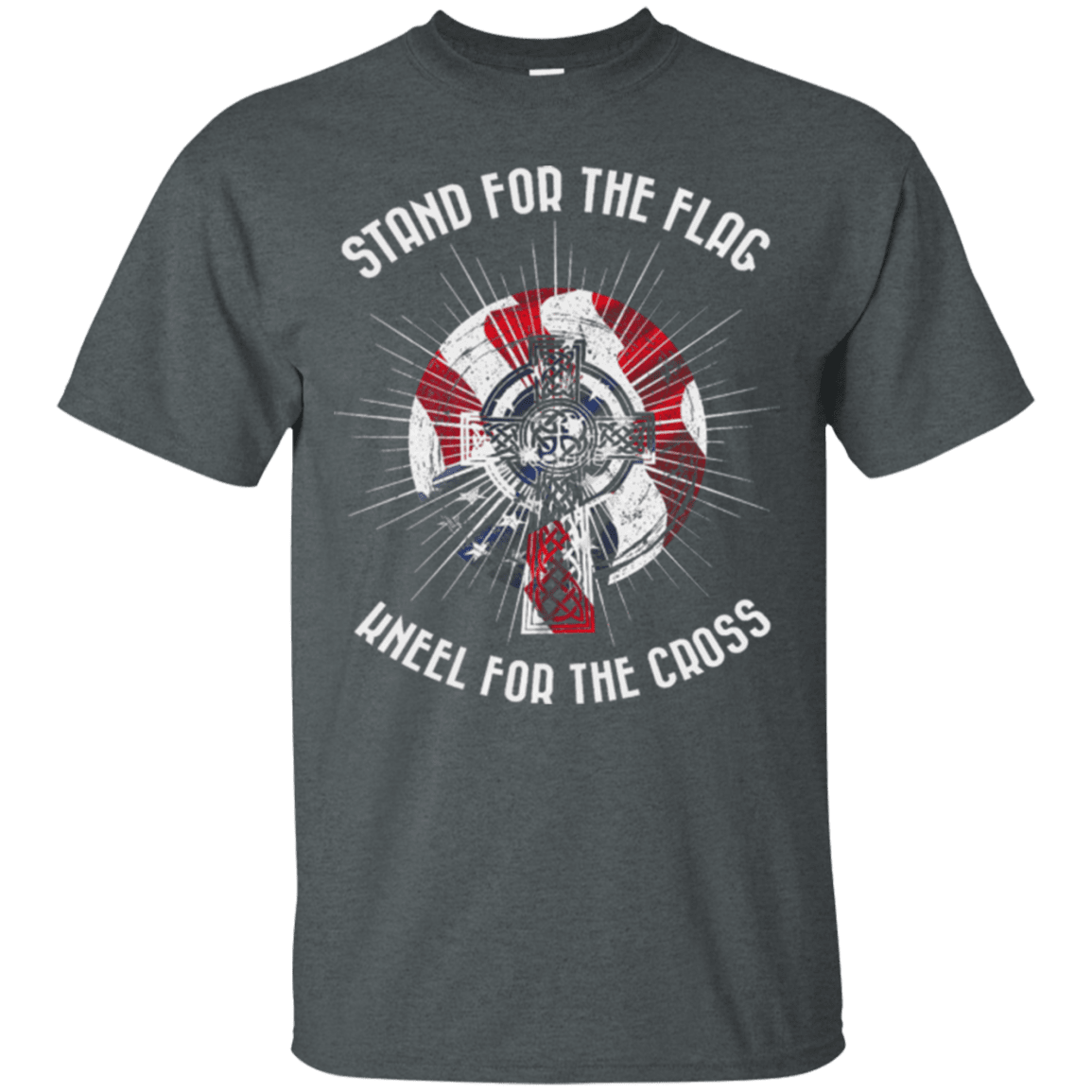Military T-Shirt "Stand For The Flag Kneel For The Cross"-TShirt-General-Veterans Nation