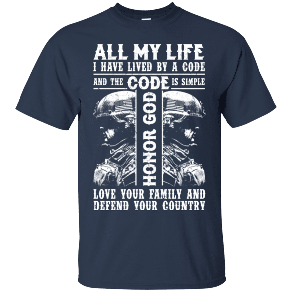 Military T-Shirt "HONOR GOD LOVE FAMILY AND DEFEND YOUR COUNTRY VETERAN"-TShirt-General-Veterans Nation