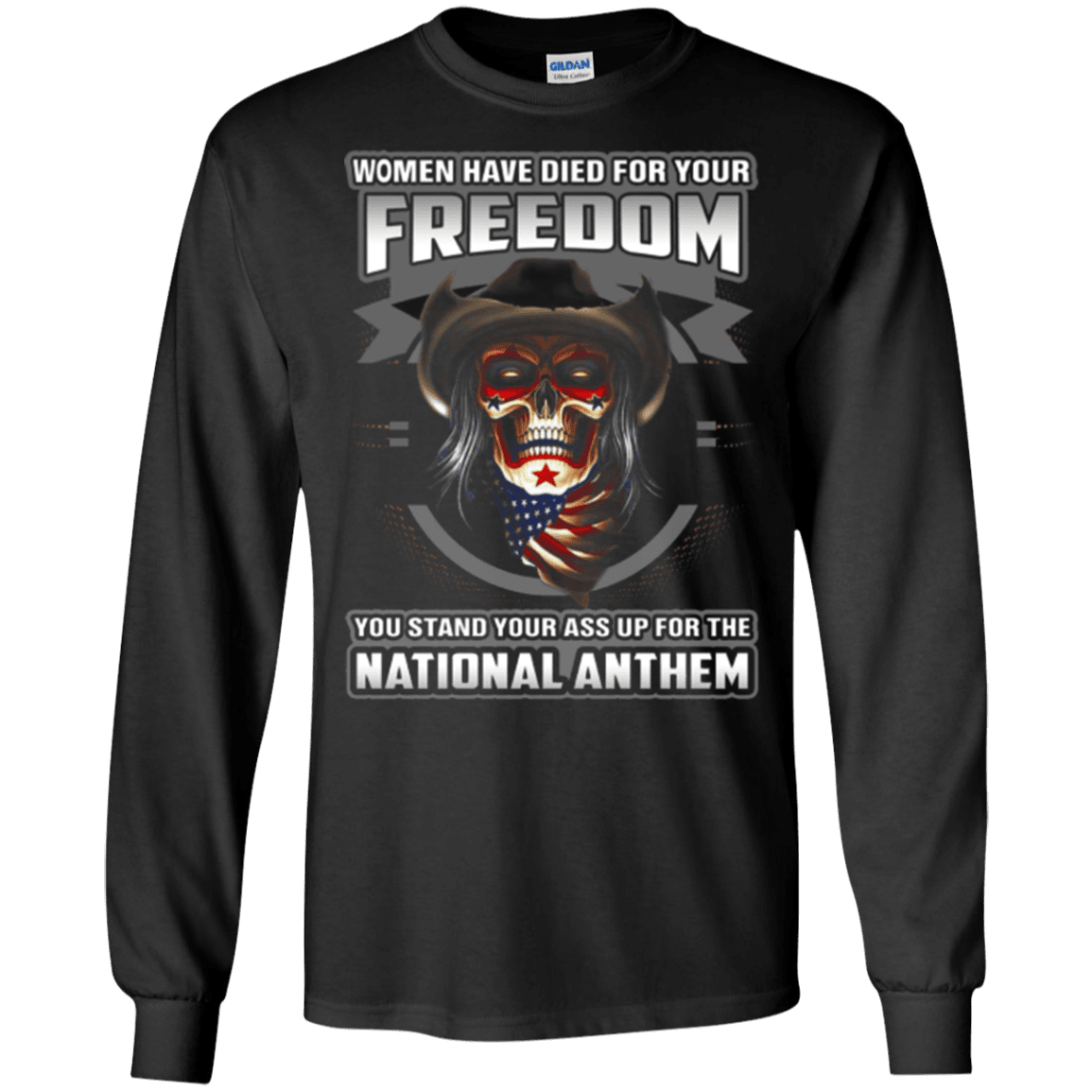 Military T-Shirt "Women Have Died For Your Freedom Stand Up For The National Anthem"-TShirt-General-Veterans Nation