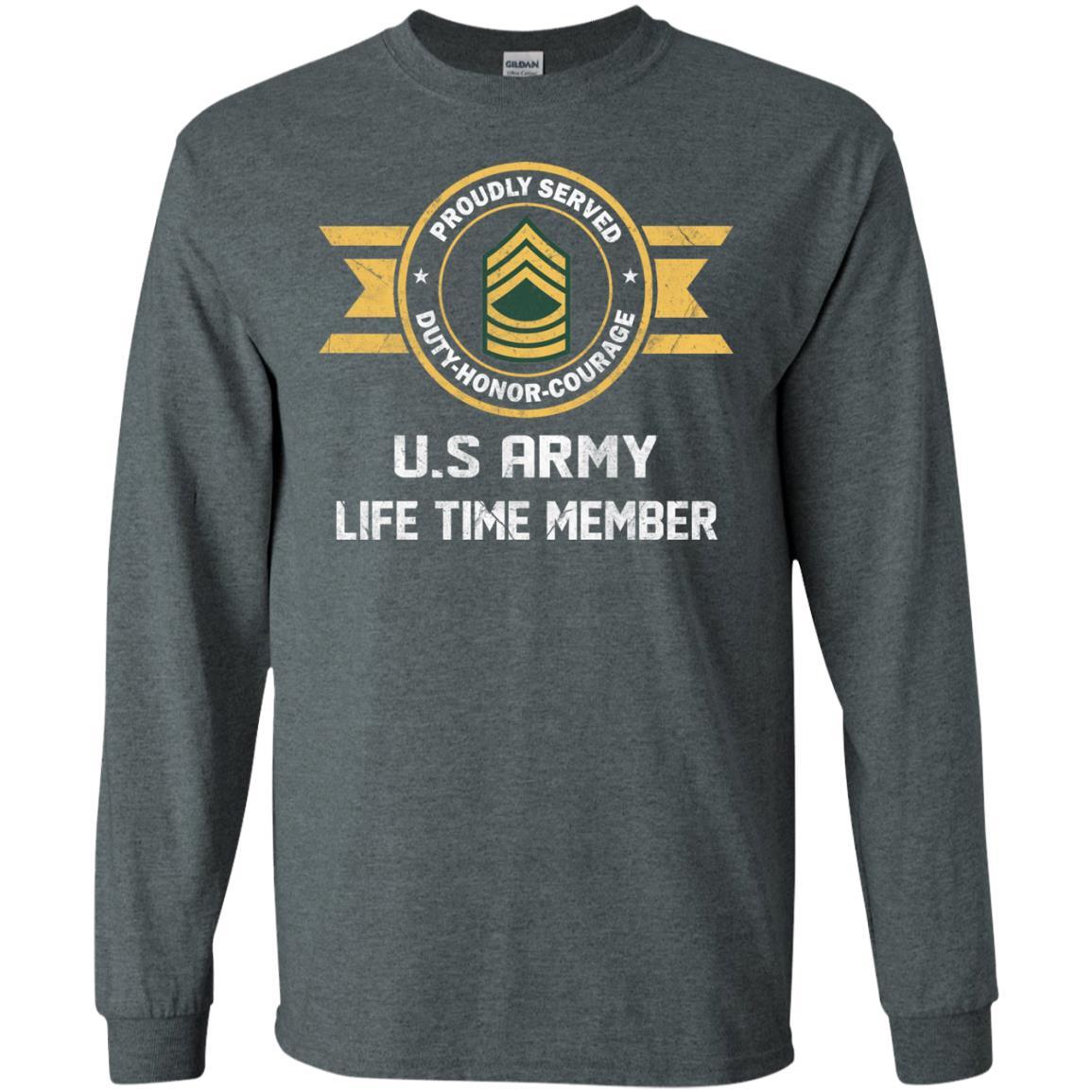 Life Time Member - US Army E-8 Master Sergeant E8 MSG Noncommissioned Officer Ranks Men T Shirt On Front-TShirt-Army-Veterans Nation