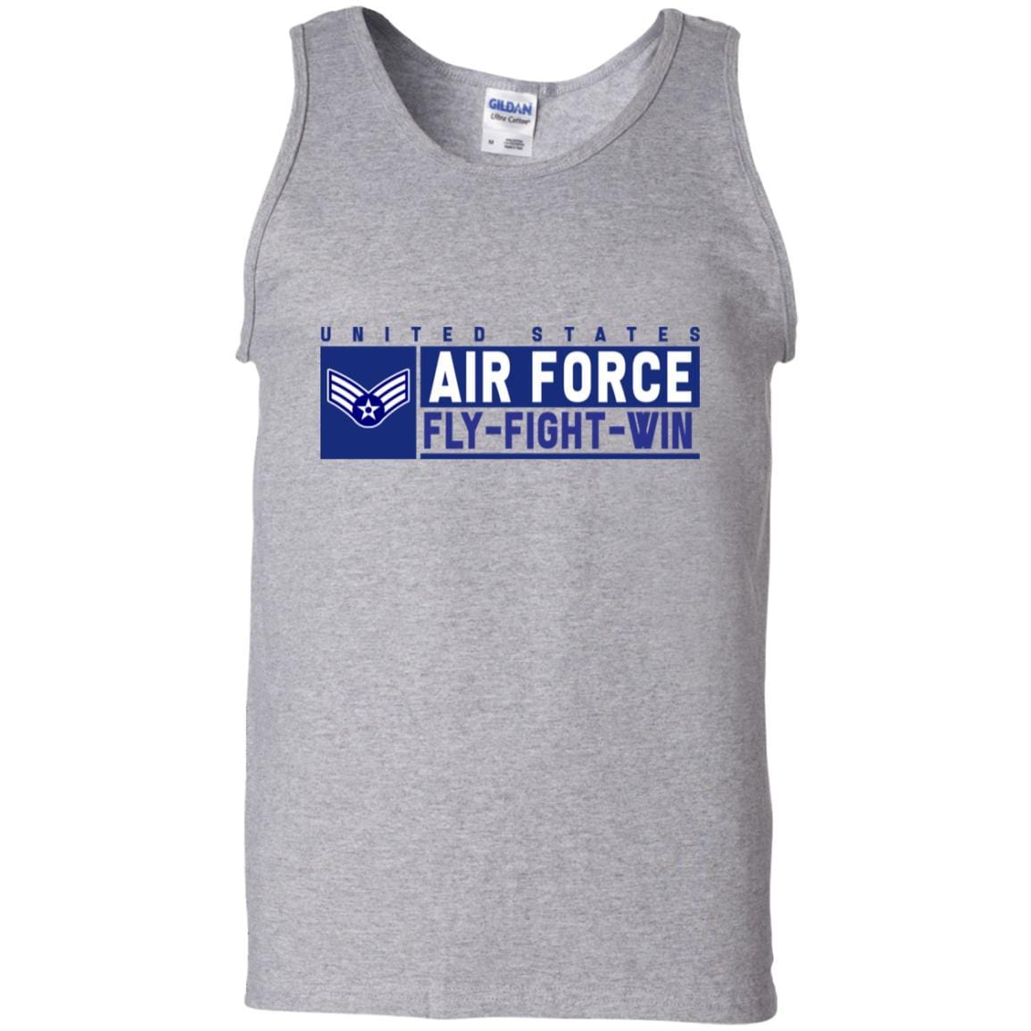 US Air Force E-4 Senior Airman Fly - Fight - Win T-Shirt On Front For Men-TShirt-USAF-Veterans Nation